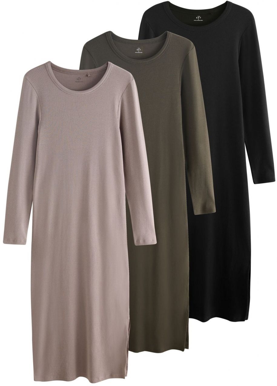 The Set Šaty  olivová / svetlofialová / čierna