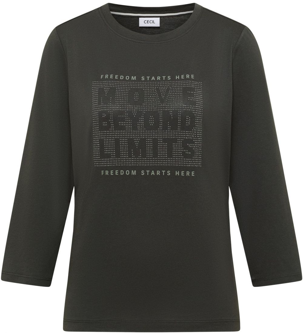 CECIL Tričko 'Hotfix'  antracitová / pastelovo zelená