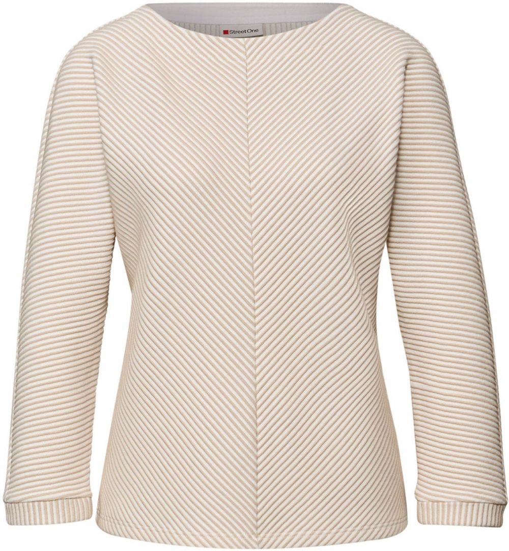 STREET ONE Sveter  farba ťavej srsti / šedobiela
