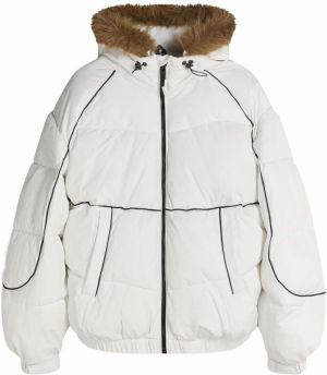 Bershka Zimná bunda  hnedá / čierna / biela