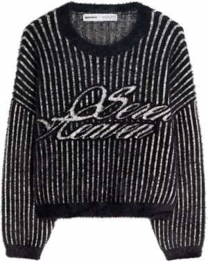 Bershka Sveter  čierna / biela