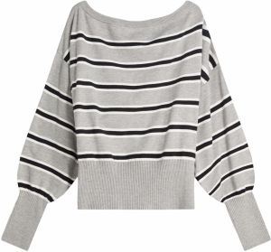 Bershka Sveter  sivá / čierna / biela