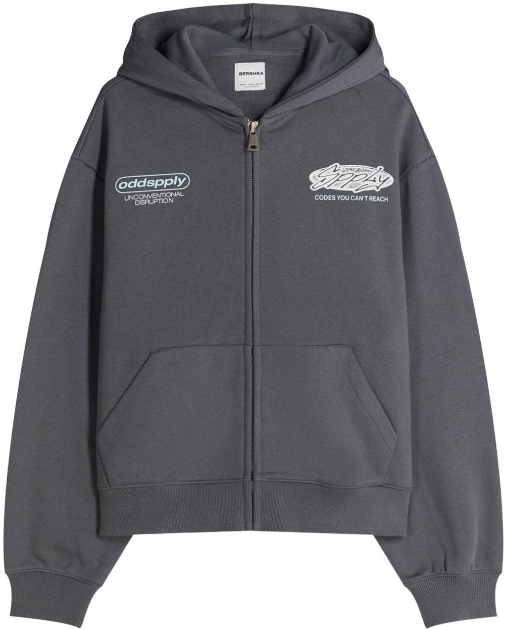 Bershka Tepláková bunda  pastelovo modrá / tmavosivá / šedobiela