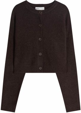 Bershka Kardigán  tmavohnedá