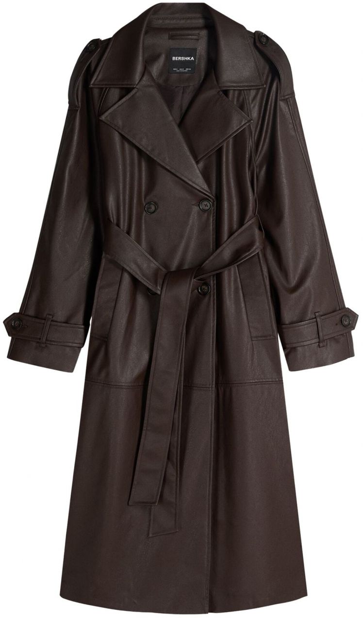 Bershka Prechodný kabát  čokoládová