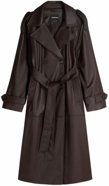 Bershka Prechodný kabát  čokoládová