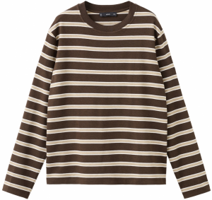 MANGO Tričko 'RILI'  hnedá / svetlohnedá / biela