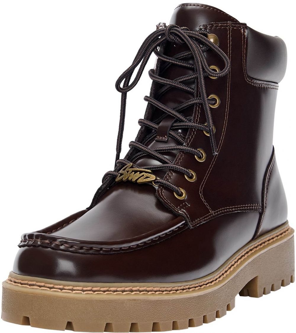 Pull&Bear Šnurovacie čižmy  hnedá