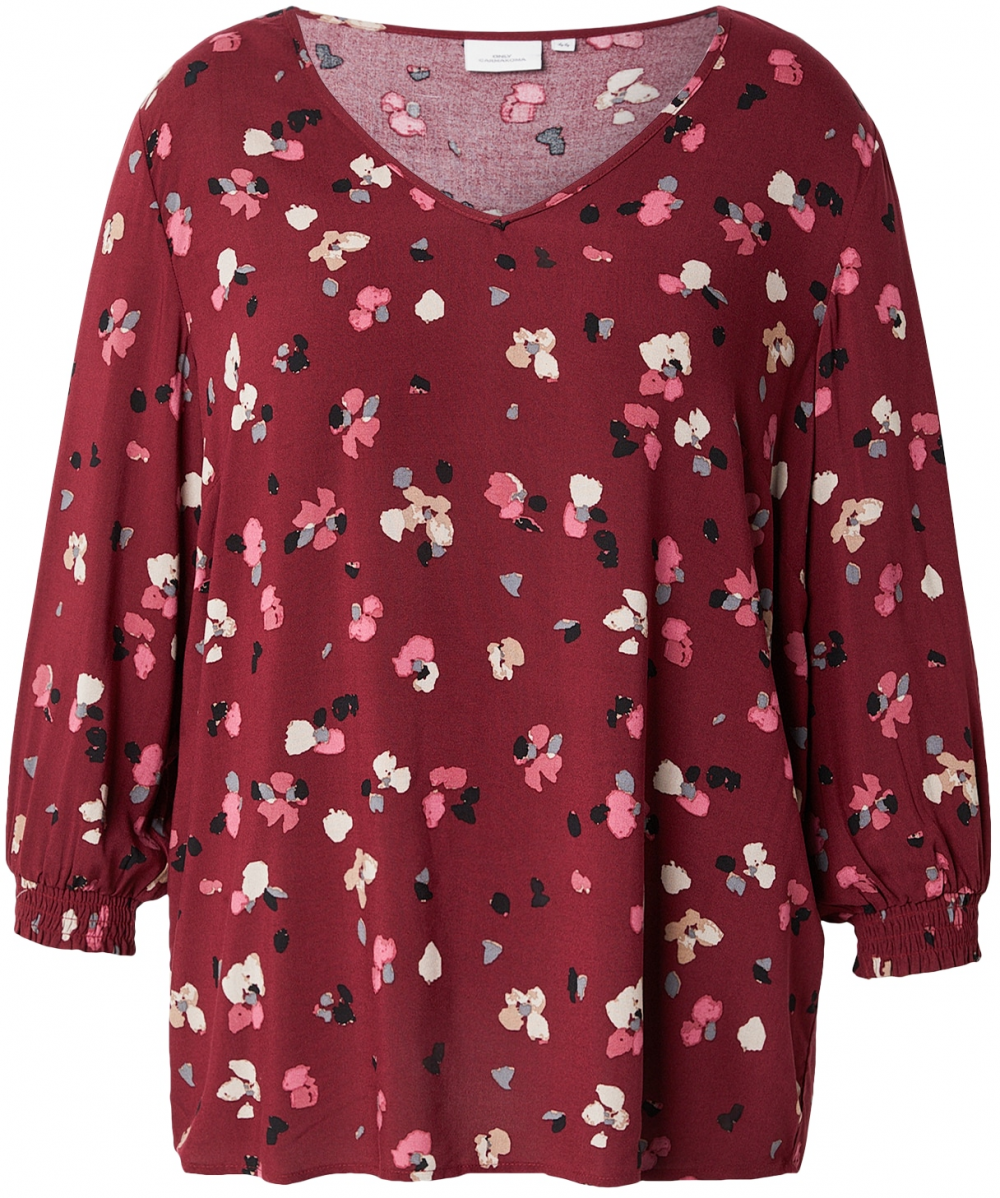 ONLY Carmakoma Blúzka 'CARPETREA'  béžová / ružová / tmavočervená / čierna