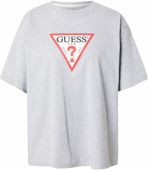 GUESS JEANS Tričko 'ICONIC'  sivá melírovaná / krvavo červená / čierna / biela