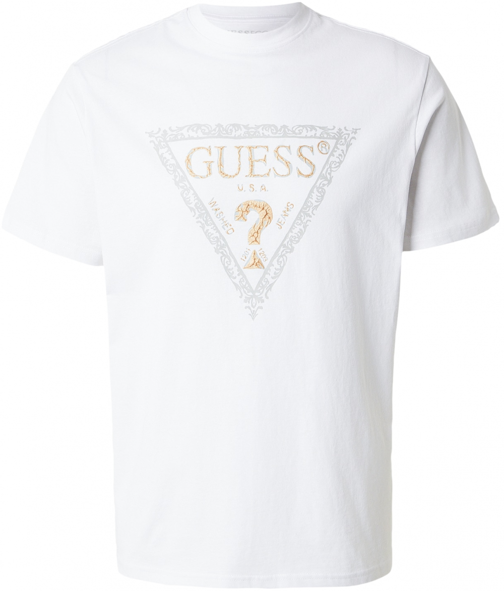 GUESS Tričko  zlatá / sivá / biela