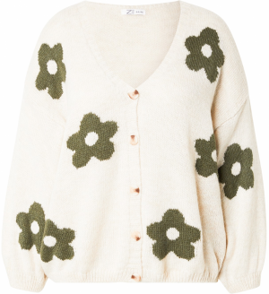 Z-One Kardigán 'Fl44ower'  sivobéžová / zelená