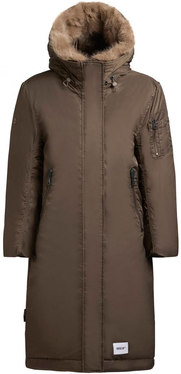 khujo Zimný kabát 'Oliva'  čokoládová / brokátová