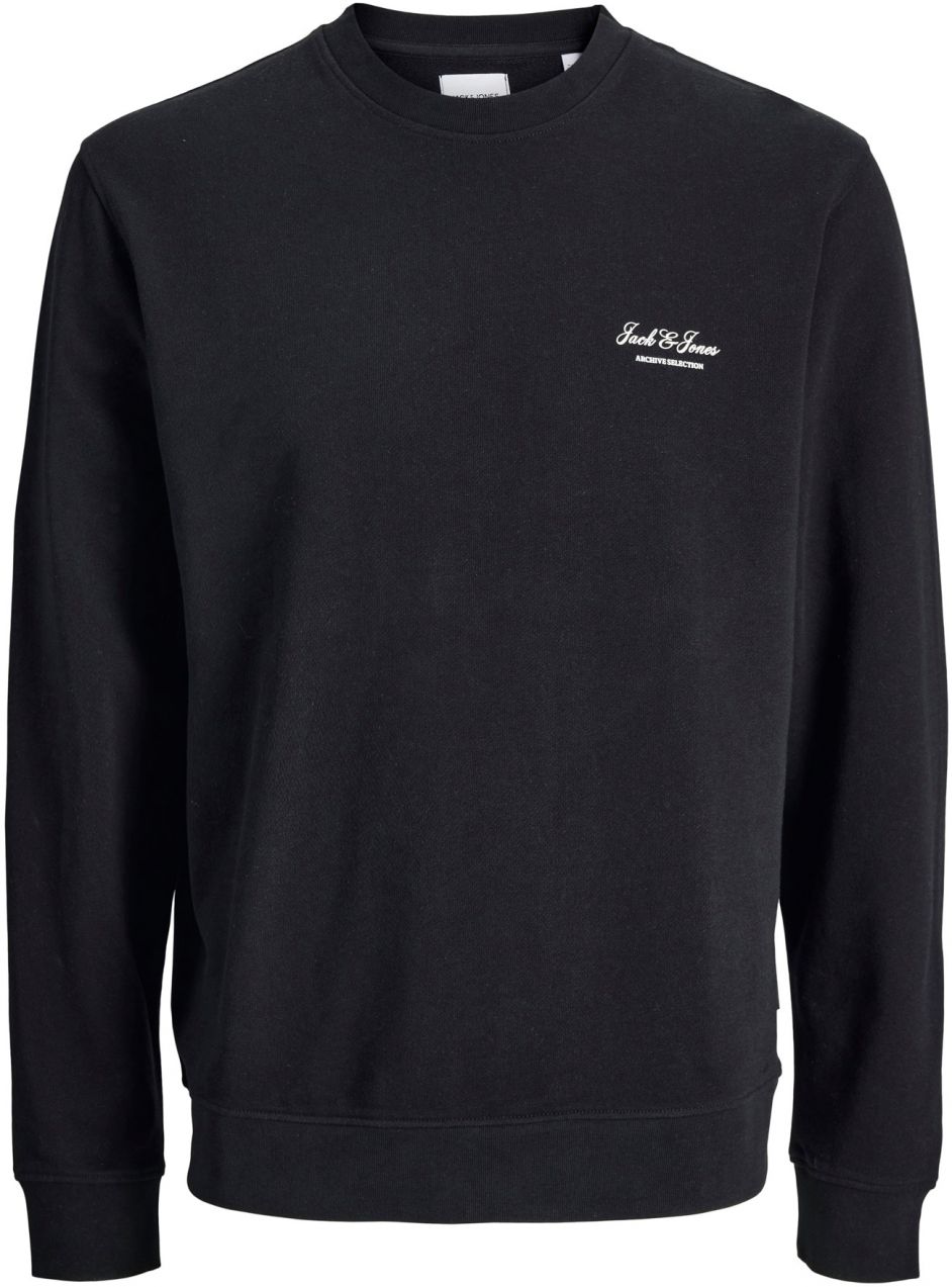 Jack & Jones Plus Mikina 'JJEArchive'  čierna / biela
