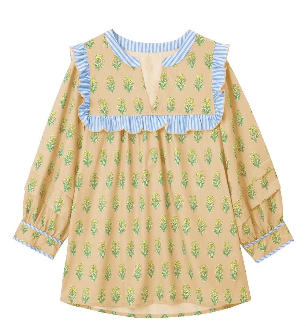 Imily Bela Blúzka  žltá / kaki / svetlozelená / biela