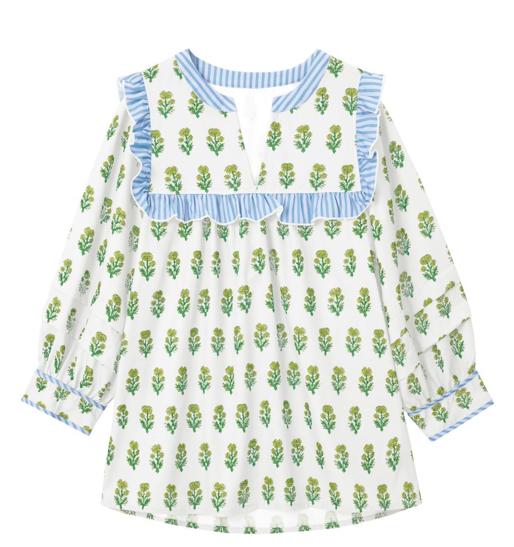 Imily Bela Blúzka  pastelovo modrá / zelená / svetlozelená / biela