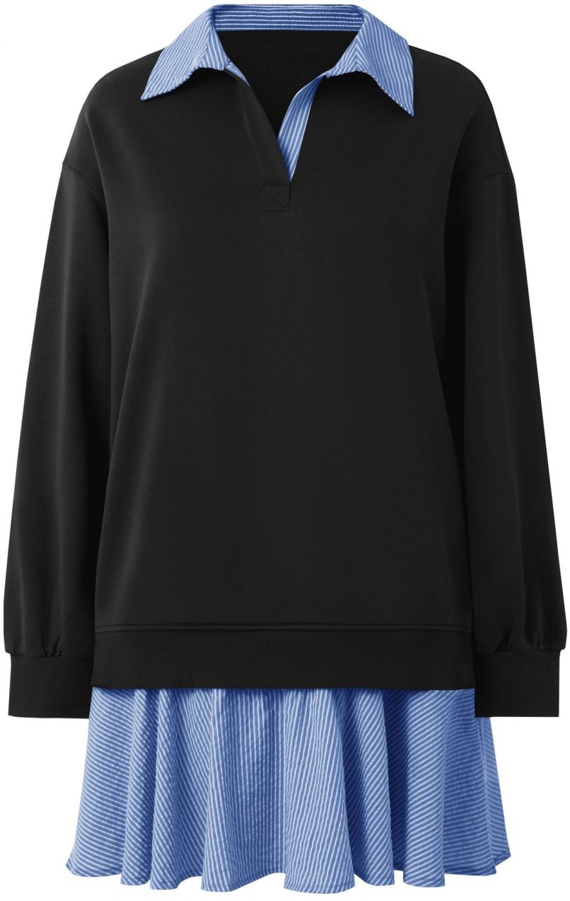 Imily Bela Šaty  modrá / čierna / biela