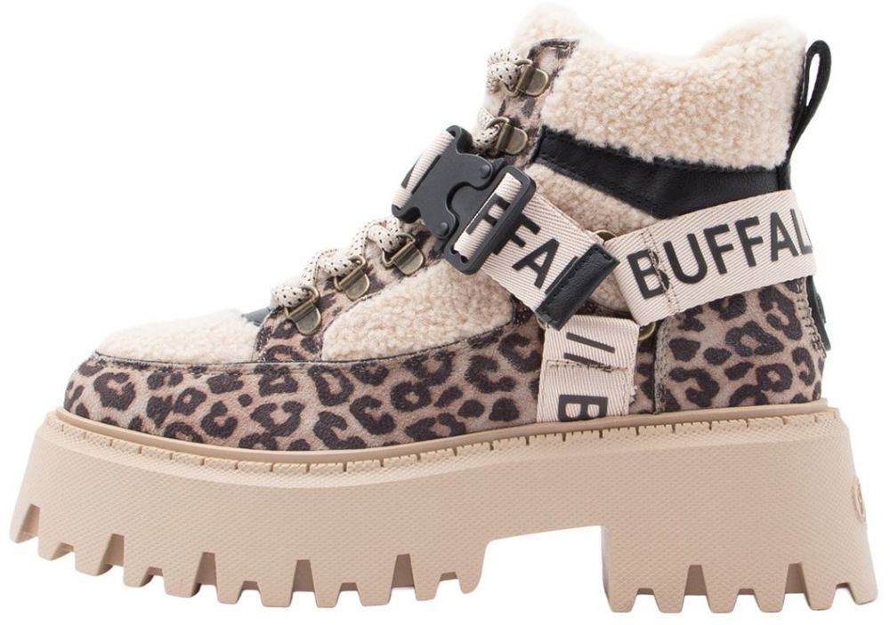 BUFFALO Šnurovacie členkové čižmy 'ASPEN'  krémová / kapučíno / čierna