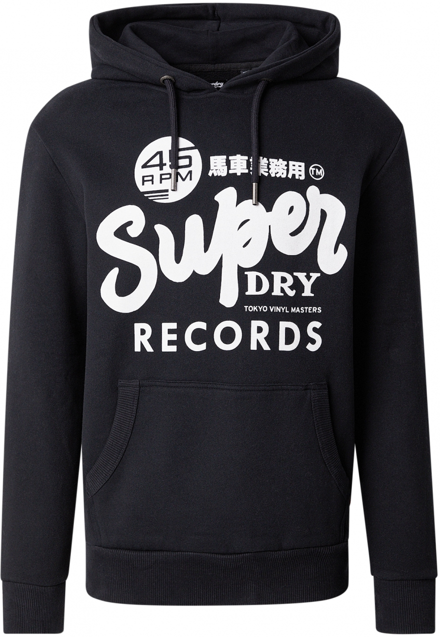 Superdry Mikina 'RECORDS'  svetlosivá / čierna