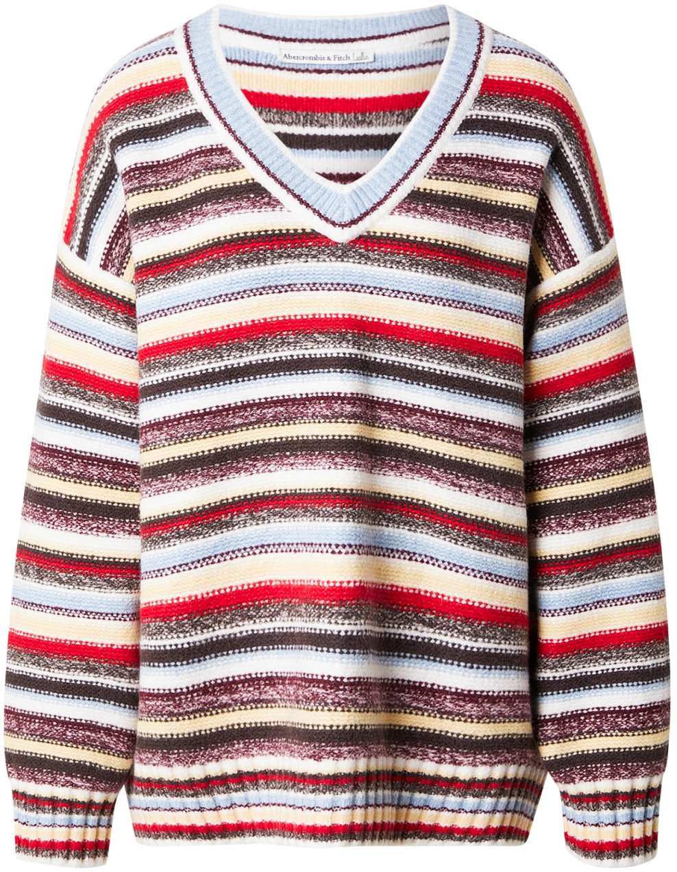 Abercrombie & Fitch Sveter  svetlomodrá / čokoládová / svetložltá / vínovo červená