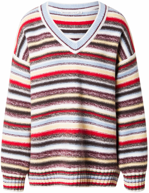 Abercrombie & Fitch Sveter  svetlomodrá / čokoládová / svetložltá / vínovo červená