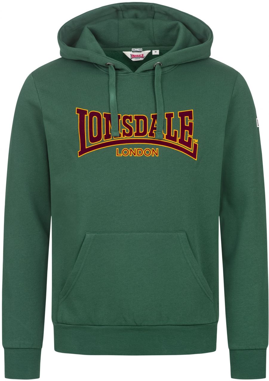 LONSDALE Mikina 'Classic'  tmavozelená / oranžová / čierna