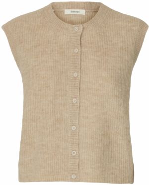 SELECTED Pletená vesta 'SLFLULU'  piesková