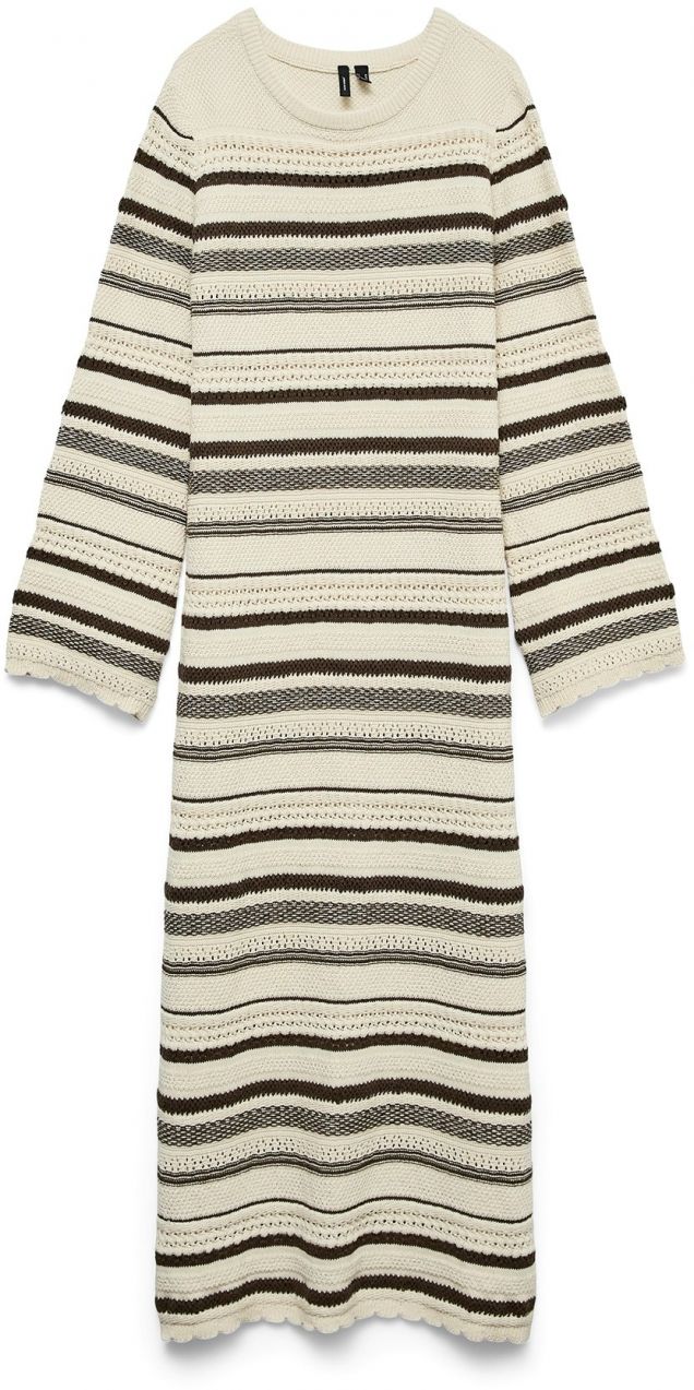 VERO MODA Pletené šaty 'VMRIRI'  hnedá / vaječná škrupina