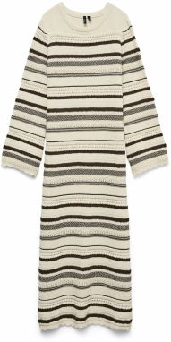 VERO MODA Pletené šaty 'VMRIRI'  hnedá / vaječná škrupina