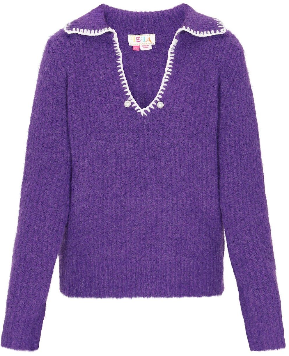 IZIA Sveter  tmavofialová / biela