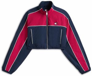 Tommy Jeans Prechodná bunda  námornícka modrá / malinová / biela