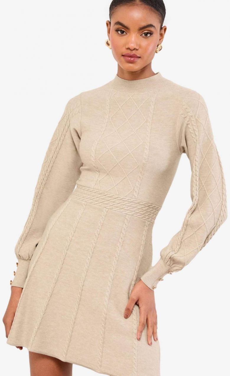 Lipsy Pletené šaty  béžová