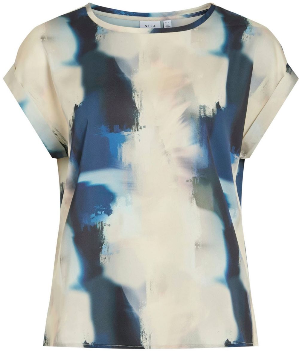 VILA Blúzka 'VIEllette'  béžová / námornícka modrá / tmavomodrá