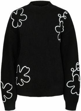 PIECES Sveter 'PCROSA'  čierna / biela