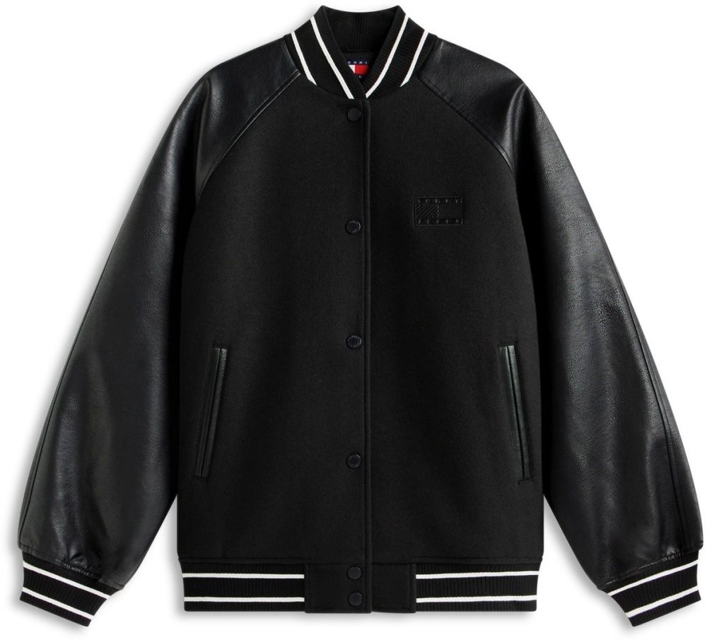 Tommy Jeans Prechodná bunda  čierna / biela