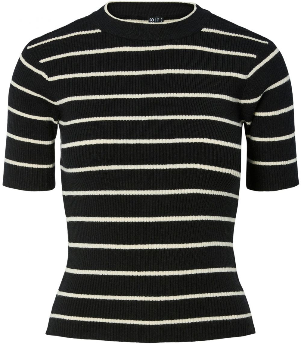 PIECES Sveter  čierna / biela