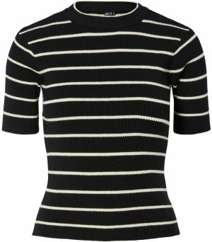 PIECES Sveter  čierna / biela