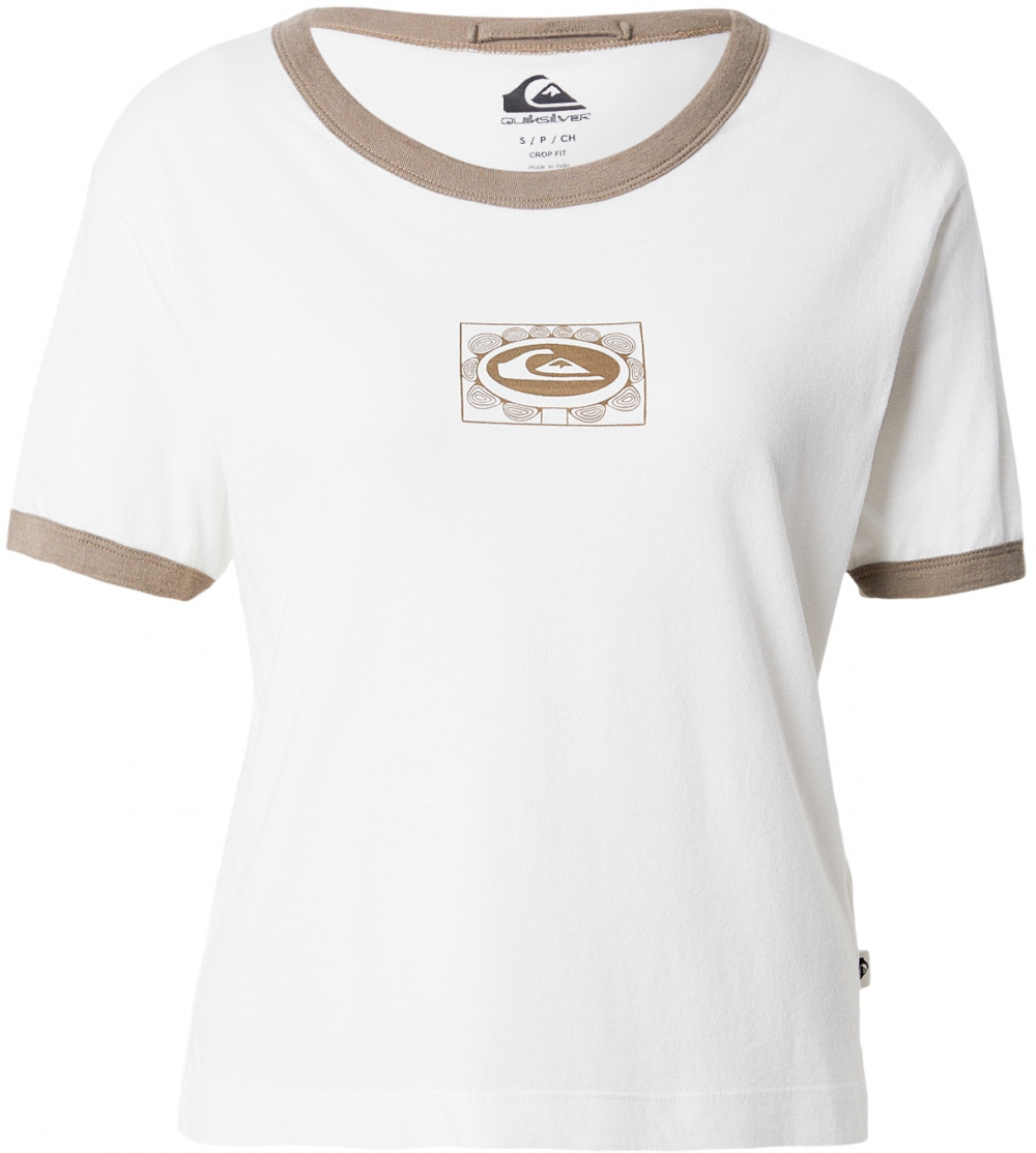 QUIKSILVER Tričko 'RINGERTEESCREEN'  hnedá / biela