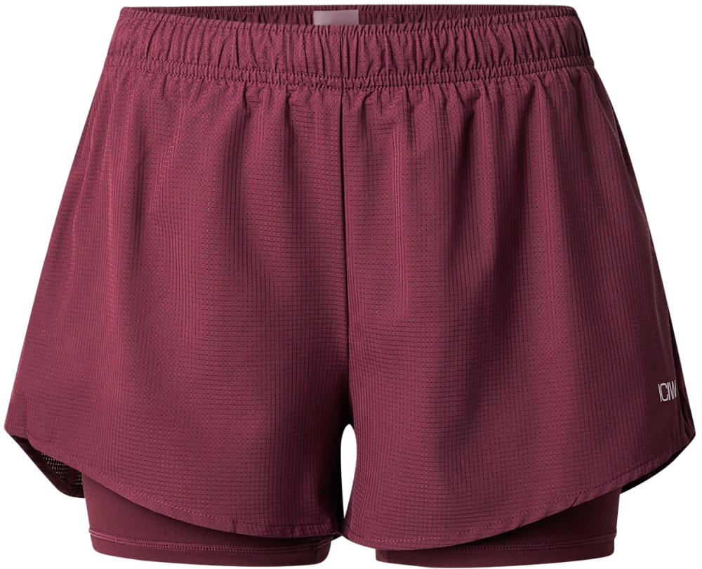 ICANIWILL Športové nohavice 'Mirage'  sivá / červeno-fialová