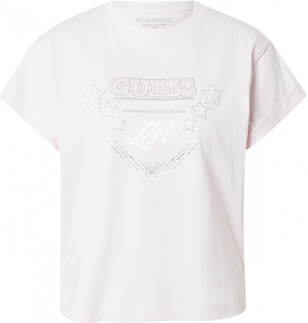 GUESS Tričko 'LA STARS'  pastelovo ružová / strieborná / biela