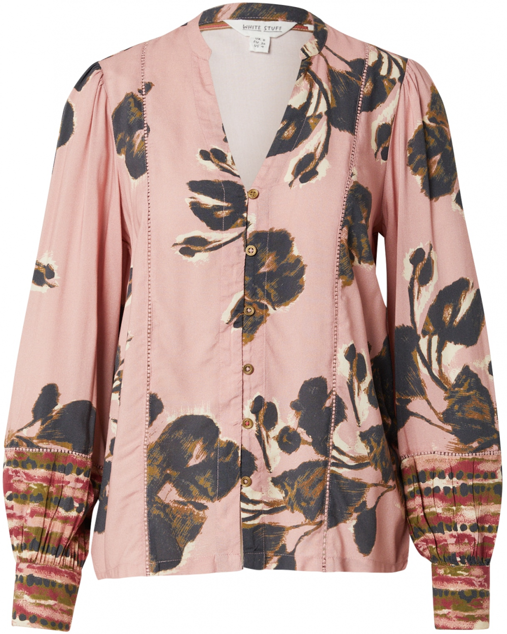 WHITE STUFF Blúzka 'Paloma'  hnedá / ružová / vínovo červená / čierna