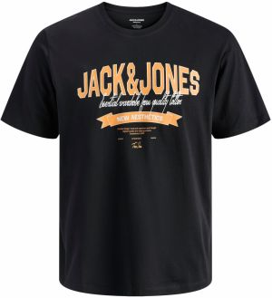 Jack & Jones Plus Tričko  oranžová / čierna / biela