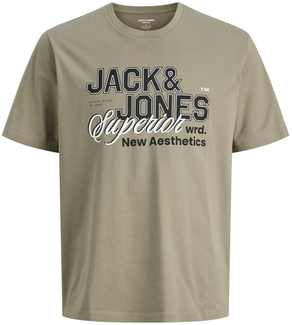 Jack & Jones Plus Tričko 'JJELOGO'  sivá / čierna / biela