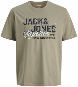 Jack & Jones Plus Tričko 'JJELOGO'  sivá / čierna / biela