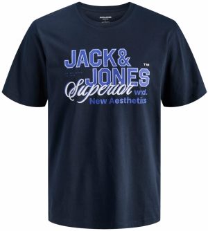 Jack & Jones Plus Tričko  kráľovská modrá / tmavomodrá / biela