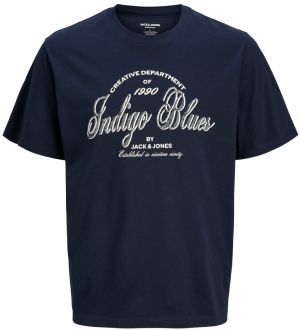 Jack & Jones Plus Tričko 'JJEDenver'  námornícka modrá / biela