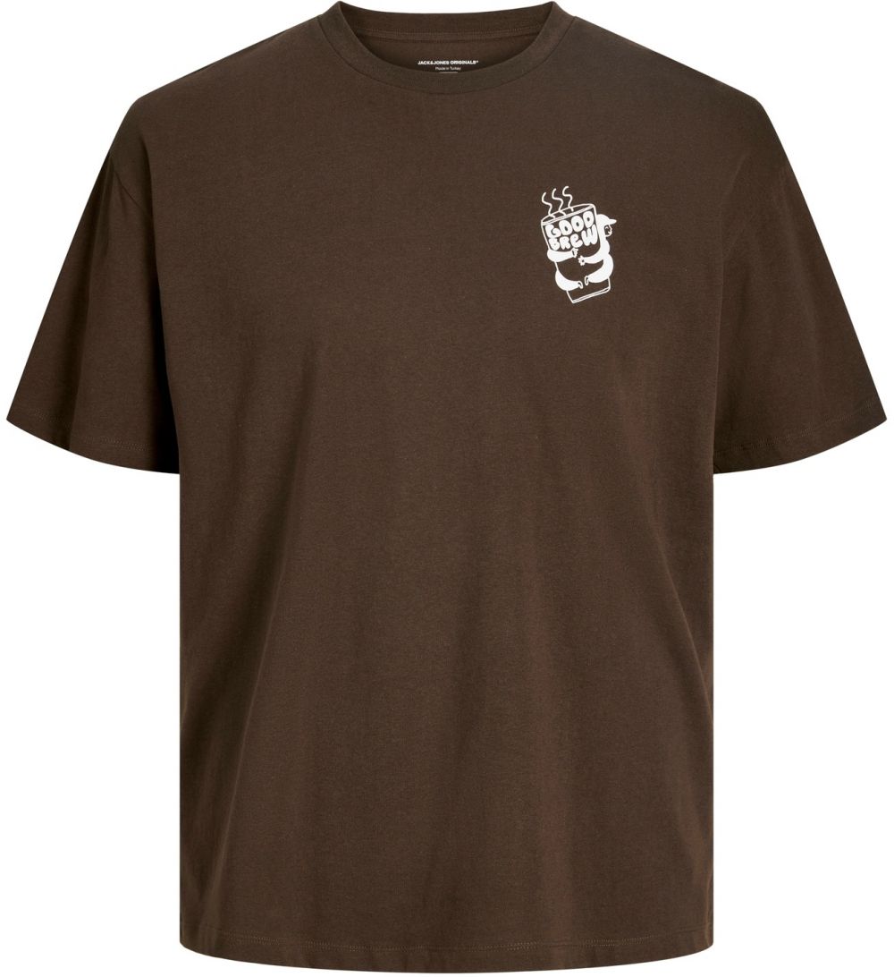 JACK & JONES Tričko 'JORCoffee'  čokoládová / biela