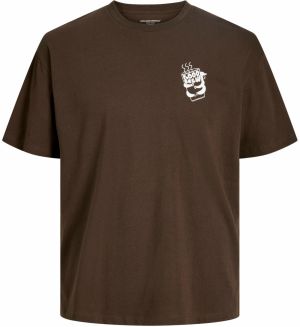 JACK & JONES Tričko 'JORCoffee'  čokoládová / biela