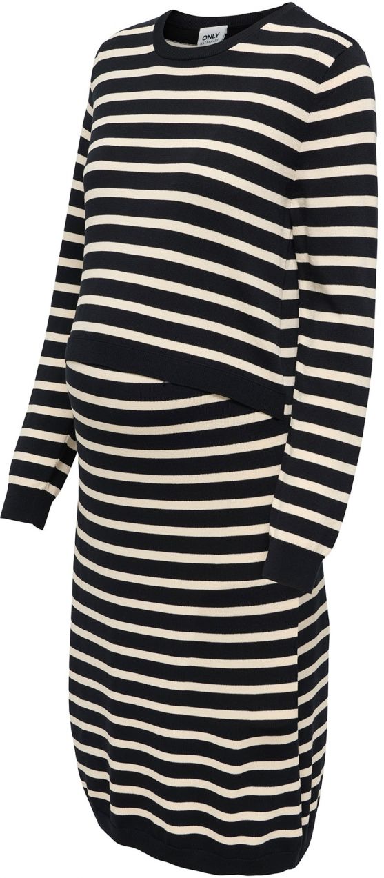 Only Maternity Pletené šaty 'OLMFari'  čierna / šedobiela