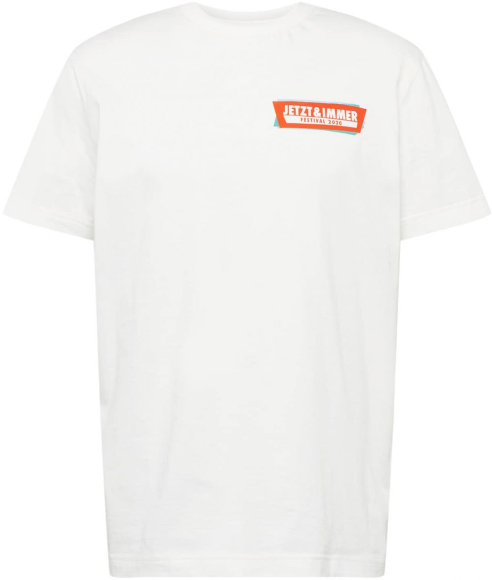 ABOUT EVERYONE Tričko 'Jetzt und Immer'  azúrová / oranžová / čierna / biela